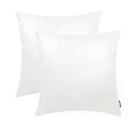BRAWARM Pack of 2 Decorative Throw Pillow Covers 16x16 Inch White Solid Faux Leather Cushion Cases for Couch Bed Couch Garden Home Decor
