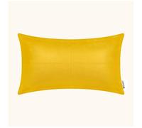 BRAWARM Yellow Leather Throw Pillow 12 X 20 Inches, Faux Leather Pillow Cover with Piping, Hand Stitched Leather Decorative Lumbar Throw Pillow Covers for Couch Sofa Bed Living Room Garden