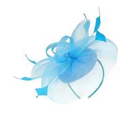 Brawlady Fascinator Hat with Mesh, Flower Feather Hat with Headband and Clip, Bridal Wedding Tea Party Church Headwear for Women Ladies