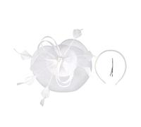 Brawlady Fascinator Hat with Mesh, Flower Feather Hat with Headband and Clip, Bridal Wedding Tea Party Church Headwear for Women Ladies