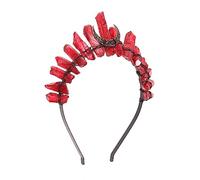 Brawlady Raw Crystal Red Headband, Rhinestone Tiara Crown Headband Boho Raw Quartz Moon Goddess Headpiece for Women Girls(red1moon)
