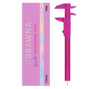 BRAWNA 1 Pc Brow Pro Measuring Tool with 1 Eyebrow Ruler Sticker - Double Scale Eyebrow Ruler for Microblading - Eyebrow Mapping - Caliper Vernier - PMU Supplies - Eyebrow Calipers Ruler Plastic- Pink