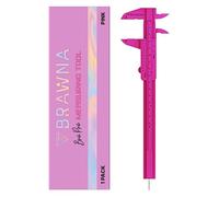 BRAWNA 1 Pc Brow Pro Measuring Tool with 1 Eyebrow Ruler Sticker - Double Scale Eyebrow Ruler for Microblading - Eyebrow Mapping - Caliper Vernier - PMU Supplies - Eyebrow Calipers Ruler Plastic- Pink