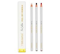 BRAWNA 3 Pcs Pro Contour Peel-Off Pencils - White, Black & Red - Wax Mapping Pencils for PMU, Microblading & Brow Artists - Precision Pre-Draw, Symmetry Mapping & Design Outlining - Long-Lasting