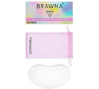 BRAWNA 50 Pack Protective Shower Visors with Pink Organza Bag for Eyelash Extensions, Microblading, Brow Lamination, Eye Surgery, Blepharoplasty - PMU Supplies