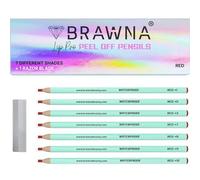 BRAWNA 7 Lip Pro Pencils for Lip Blushing, Brow Mapping, MIcroblading - PMU Pencil with Eyebrow Razor Blade - PMU Supplies - Red
