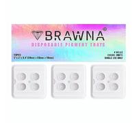 BRAWNA [ Upgraded Version ] 50 Pack Disposable PMU Pigment Trays with 4 Wells - Ink Caps for Microblading Pigment and Numbing Gel - PMU Ink Cups for PMU Machine - PMU Supply Kit - White