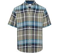 BRAX Men's Style Dan C Pure Checked Short Sleeve Linen Shirt, Hay, S