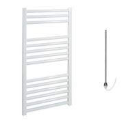 Bray Electric Heated Towel Rail, Prefilled, Straight, White - W400 X H800 mm