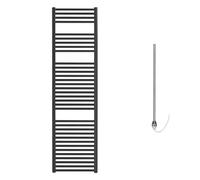 Bray Straight Black Prefilled Electric Heated Towel Rail/Warmer/Radiator. Round Tube Ladder Design, 1500 x 500