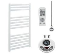 Bray Heated Towel Rail For Central Heating, Straight, White - W400 X H800 mm