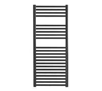 Bray Straight Black Heated Towel Rail/Warmer/Radiator For Central Heating. Round Tube Ladder Design, 1200 x 500
