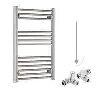 Bray Straight Chrome Dual Fuel Heated Towel Rail/Warmer/Radiator For Central Heating And Electric. Round Tube Ladder Design, 800 x 500
