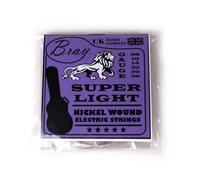 Bray Super Light Nickel Wound Electric Guitar Strings (08 - 38) Perfect For Fender, Gibson, Ibanez, Yamaha & Squier Electric Guitars - Includes Vinyl Sticker