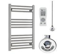 Bray Thermostatic Electric Heated Towel Rail With Timer, Straight, Chrome - W500 X H800 mm