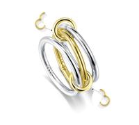 BRAYEG 14K Gold Split Stackable Rings for Women Adjustable Separated Never Tarnish Gold Silver Rings Statement Ring Set Open Elegant Bands Stacking Ring Fashion Jewelry, 7, 14k Gold, Silver and