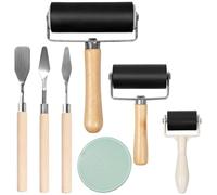 Brayer Roller for Crafts, 3Pcs Rubber Brayer Roller, Rubber Roller Printing Paint Roller, Ink Roller Tool with Plastic Stamp Making Platen and 3 Scraper for Printmaking DIY Art Craft(3.5CM/6CM/10CM)