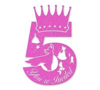 brayqu Princesses 5th Birthday Party Invitations Girl Pink Glitter Princess 5 Year Old Girls Birthday Shaped Invitations Fill-in Fifth Birthday Invites (20 Invitation Cards with Envelopes)