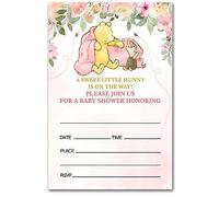 brayqu Winnie the Pooh Baby Shower Party Invitations Pink a Sweet Little Hunny Theme Girl Baby Shower Party Invites (20 Cards with Envelopes)