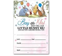 brayqu Winnie the Pooh Boy or Girl Gender Reveal Party Invitations Pooh Bear Theme Gender Neutral Reveal Party Invites (20 Cards with Envelopes)