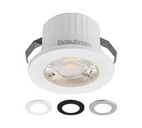 Braytron LED Minispot 3 W Recessed Spotlight, Diameter 44 mm, 210 lm, Neutral White, 4000 K, IP54 Mini Recessed Spotlight, 230 V, without Transformer Including Bezels, White/Black/Silver, for Bathroom