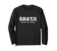 Brazil 70s 80s Retro Type Flag Graphic Long Sleeve T-Shirt