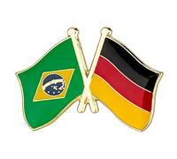 Brazil And Germany Crossed Flag Enamel Pin Badge International Friendship Metal Lapel Accessory Gift Collectible