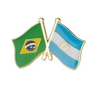 Brazil & Argentina Friendship National Flag Metal Enamel Pin Badge Lapel