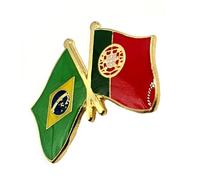 Brazil Brazilian Europe Portugal Portuguese EU European Union South America Latin Metal Enamel Country Flag Pin Badge Friendship Together