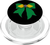 Brazil Brazilian Pride Flag Girl Coquette Bow Ribbon PopSockets PopGrip for MagSafe