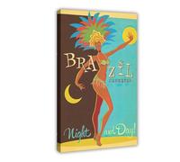 Brazil Carnaval Poster Print, Countries of The World Travel Poster Print, Vintage Wall Print Mid Century Canvas Prints for Living Room Bedroom Decorating Christmas Gifts Canvas Poster Bedroom Decor La