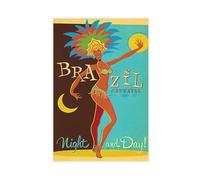 Brazil Carnaval Poster Print, Countries of The World Travel Poster Print, Vintage Wall Print Mid Century Canvas Prints for Living Room Bedroom Decorating Christmas Gifts Canvas Poster Bedroom Decor La