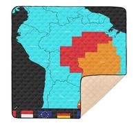 Brazil Colored - Region Map W/Flags Large Stylish Baby Play Mat for Floor Portable Padded Baby Mat for Baby Kids Toddlers Infants, 50'' x 50''