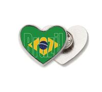 Brazil Country Flag Name Art Deco Fashion Heart Metal Pin Brooch Clip Love