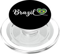 Brazil Cursive Script With National Flag Heart PopSockets PopGrip for MagSafe