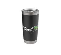 Brazil Cursive Script with National Flag Heart Stainless Steel Insulated Tumbler