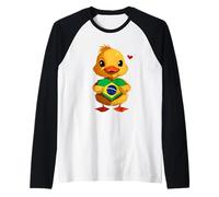 Brazil Cute Duck Heart Brazilian Roots Brasilian Pride Raglan Baseball Tee