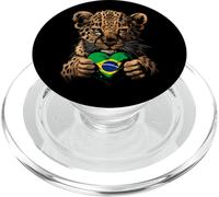 Brazil Cute Leopard Heart Brazilian Roots Brasilian Pride PopSockets PopGrip for MagSafe