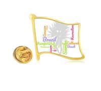 Brazil Dance Samba Culture Wordcloud Golden Metal Flag Lapel Pin Badge