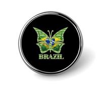 Brazil Flag Butterfly Round Metal Badge Printed Brooches Cute Button Decorations Pins for Backpack Clothing