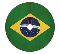 Brazil Flag Christmas Tree Skirt Xmas Trees Carpet Mat Holiday Party Supplies for Halloween Decorations 48"x48"