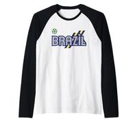 Brazil Flag Colour Stripes World Cup Football Raglan Baseball Tee