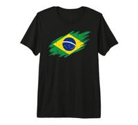 Brazil Flag Distressed Grunge Graphic Premium T-Shirt