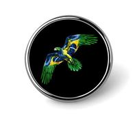 Brazil Flag Ea-gle Round Brooch Pin Button Lapel Tie Badge Hat Clothes Accessories for Men Women