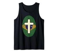 Brazil Flag Fingerprint Cross Christian Patriotic Tank Top
