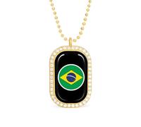 Brazil Flag Football Brilliant White Diamond Necklaces Jewelry Square Dainty Pendant Necklace Gift for Women