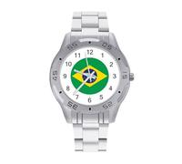Brazil Flag Football Business Stainless Watch Fashion Designer Wristwatch Easy Reader Analog Watches Gifts for Men