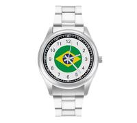 Brazil Flag Football Simple Stainless Watch Fashion Designer Wristwatch Easy Reader Analog Watches Gifts for Men