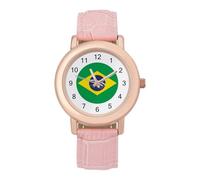 Brazil Flag Football Women Simplicity Watch with Leather Strap Easy Reader Ladies Wristwatch