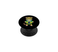 Brazil Flag Leopard Brazilian Roots Brasilian Pride Brasil PopSockets Adhesive PopGrip